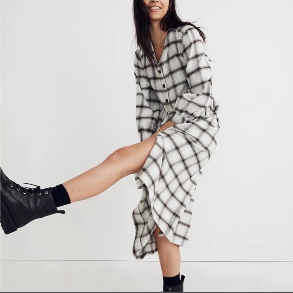Madewell gingham checkered midi dress​